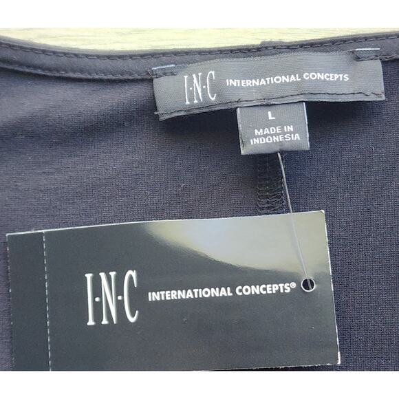 TOP/BLOUSE-INC-INTERNATIONAL CONCEPTS-Black-Sleeveless-Ruffle-Size LARGE - Picture 5 of 14